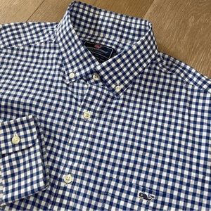 Vineyard Vines Performance Mens L Blue Plaid Long Sleeve‎ Button Down Shirt